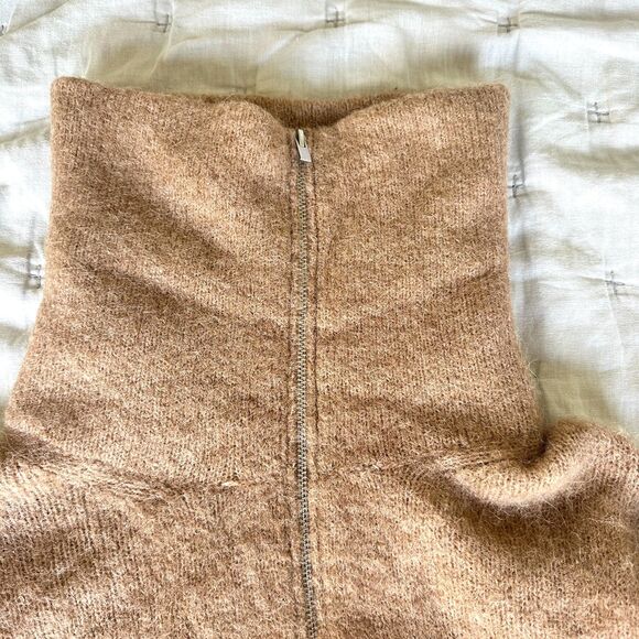 Vince Alpaca Blend Half-Zip Funnel Neck Sweater Brown Size L - Picture 6 of 8